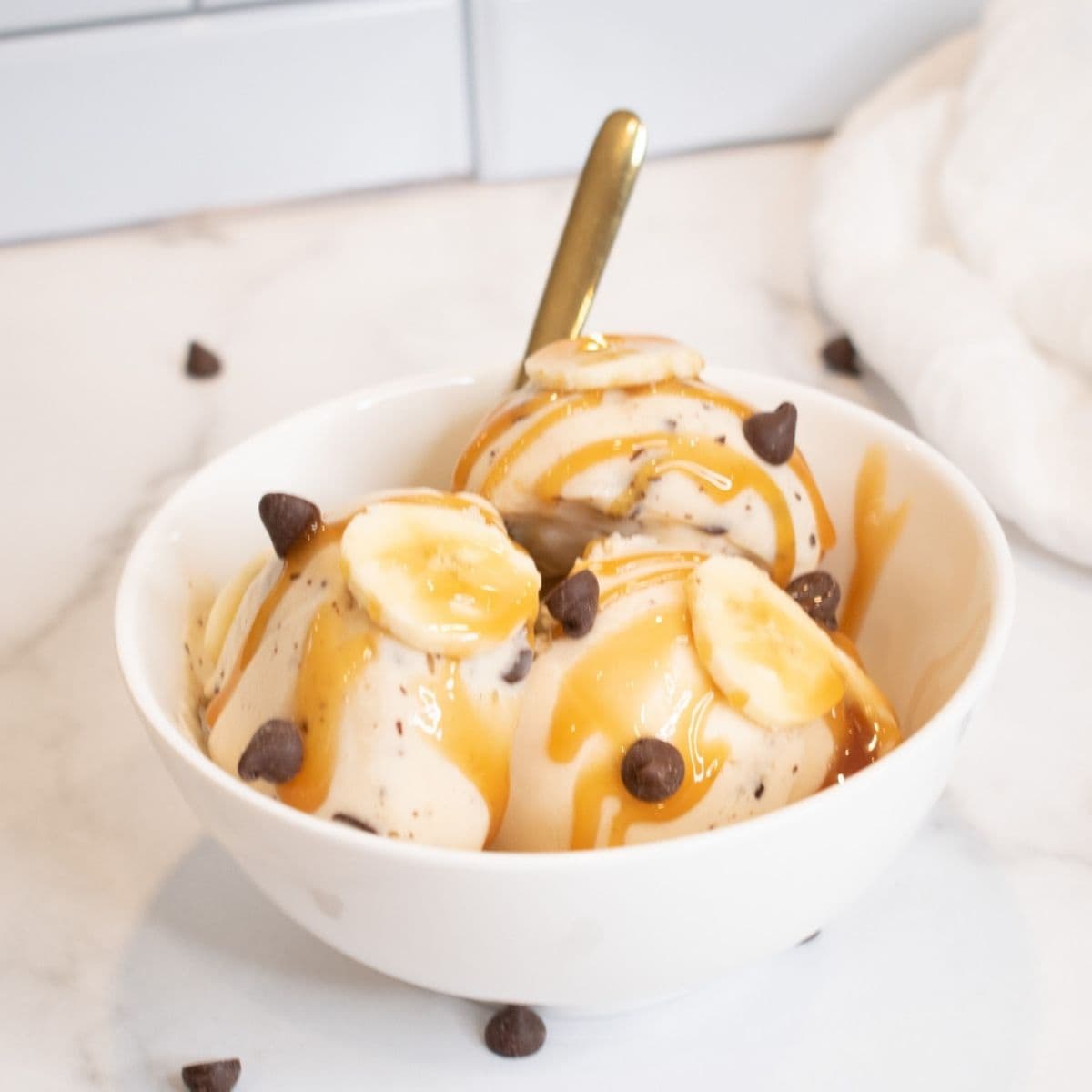Ninja Creami Caramel Banana Chocolate Chip Protein Ice Cream