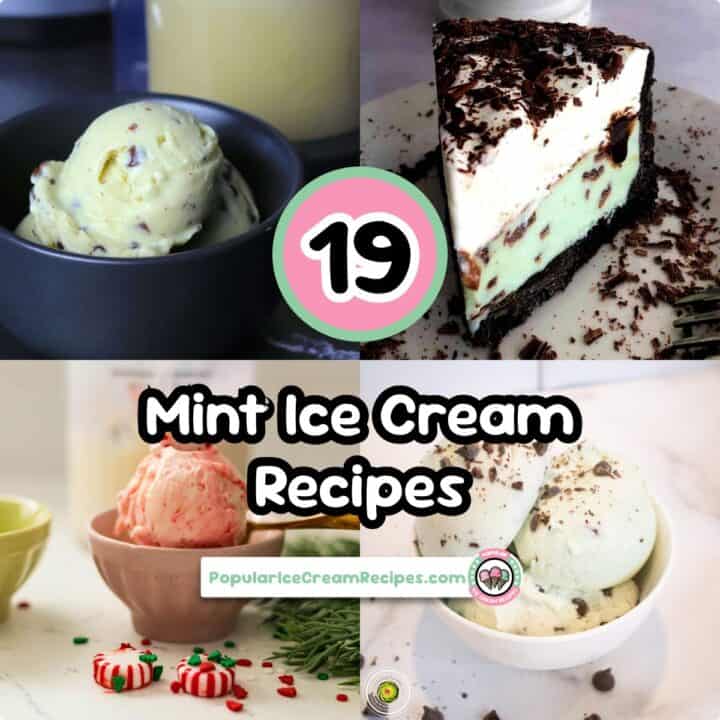 Delicious mint ice cream varieties with toppings and flavors.